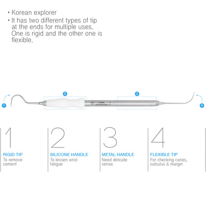 Osung Korean Rigid + Flexible Dental Explorer Autoclavable Handle -EXDK